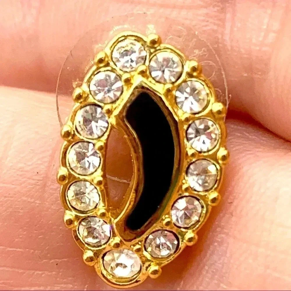 Swarovski Crystal Black & Gold Stud Earrings